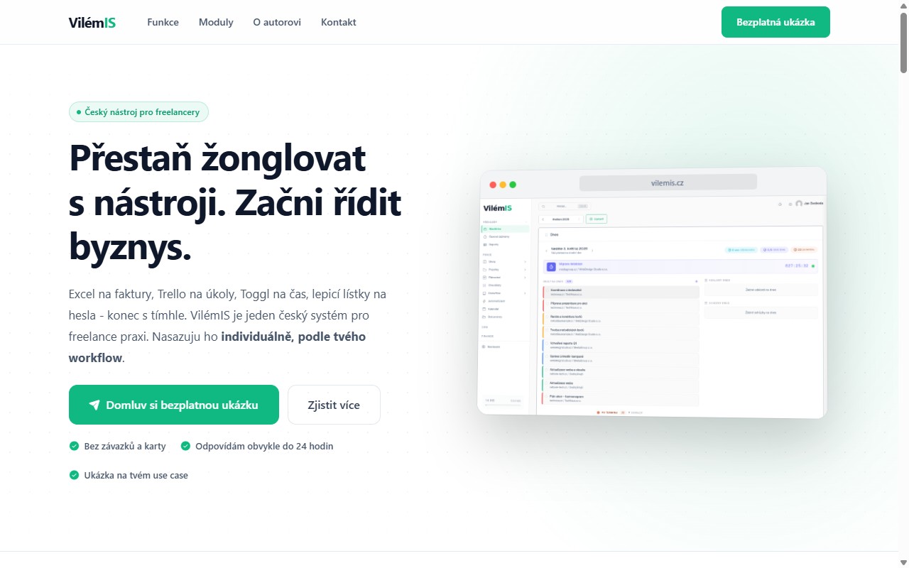 Vilém IS — screenshot homepage